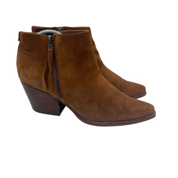 Sam Edelman Walden Bootie Ankle Boots Zipper Suede Brown Womens 8.5 - Picture 1 of 8